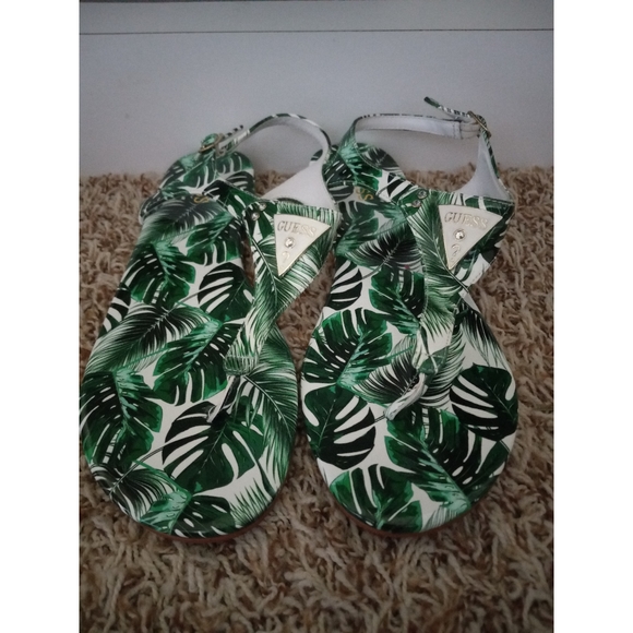 Guess Factory Carmela Leafy T-Strap Sandals - Picture 1 of 3